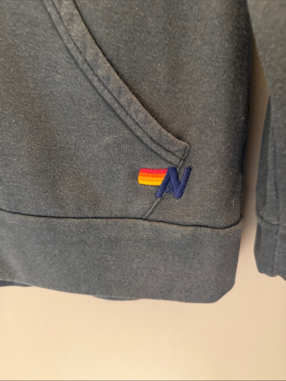 SoulCycle x Aviator Nation Collab Navy Zip Hoodie with Rainbow Skull - Picture 3 of 4
